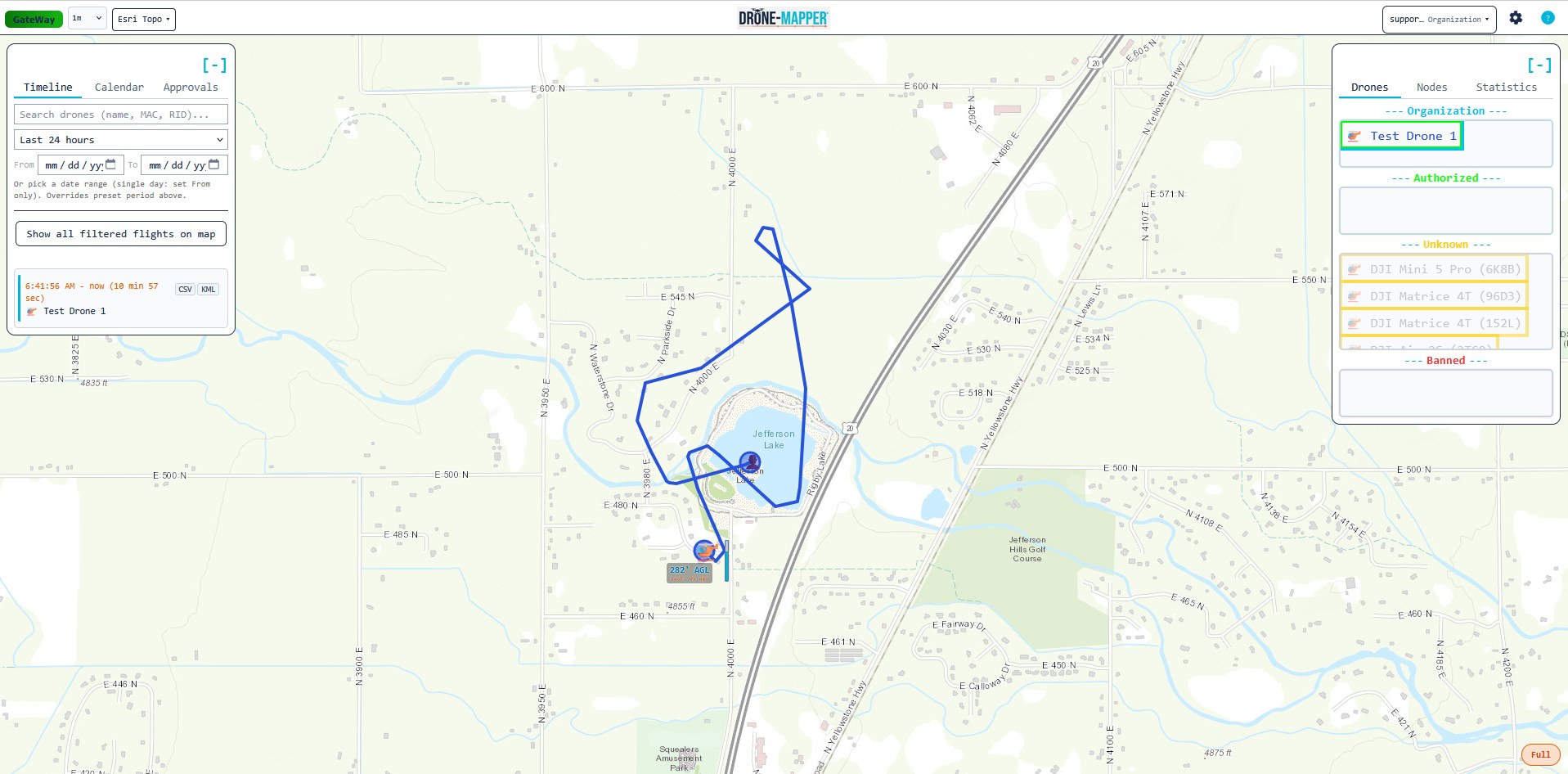 Live map with flight trail and side panels